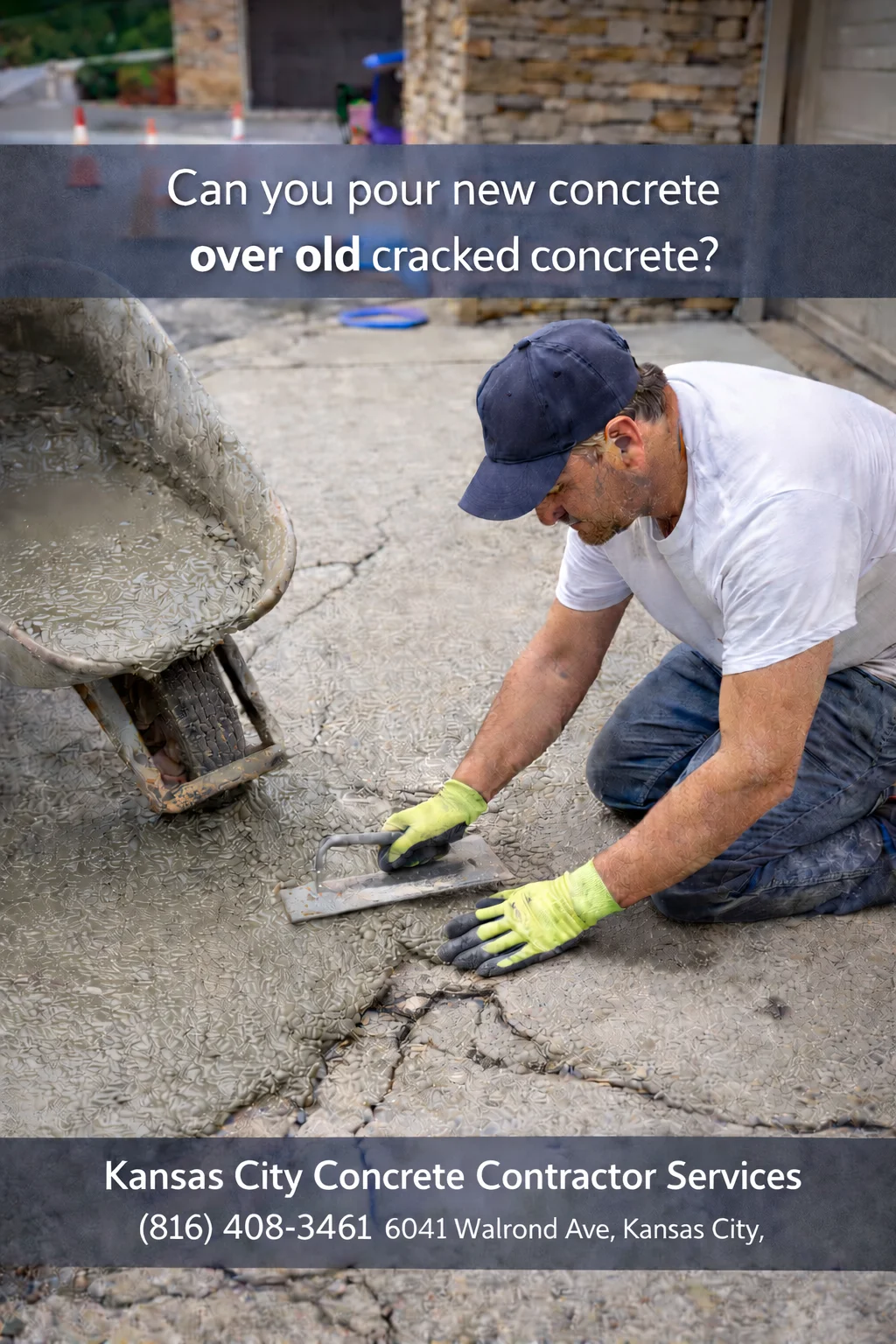 Worker repairing concrete
